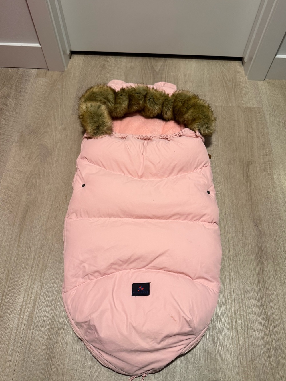 Pink Baby Winter Stroller Footmuff with Removable Faux Fur Trim